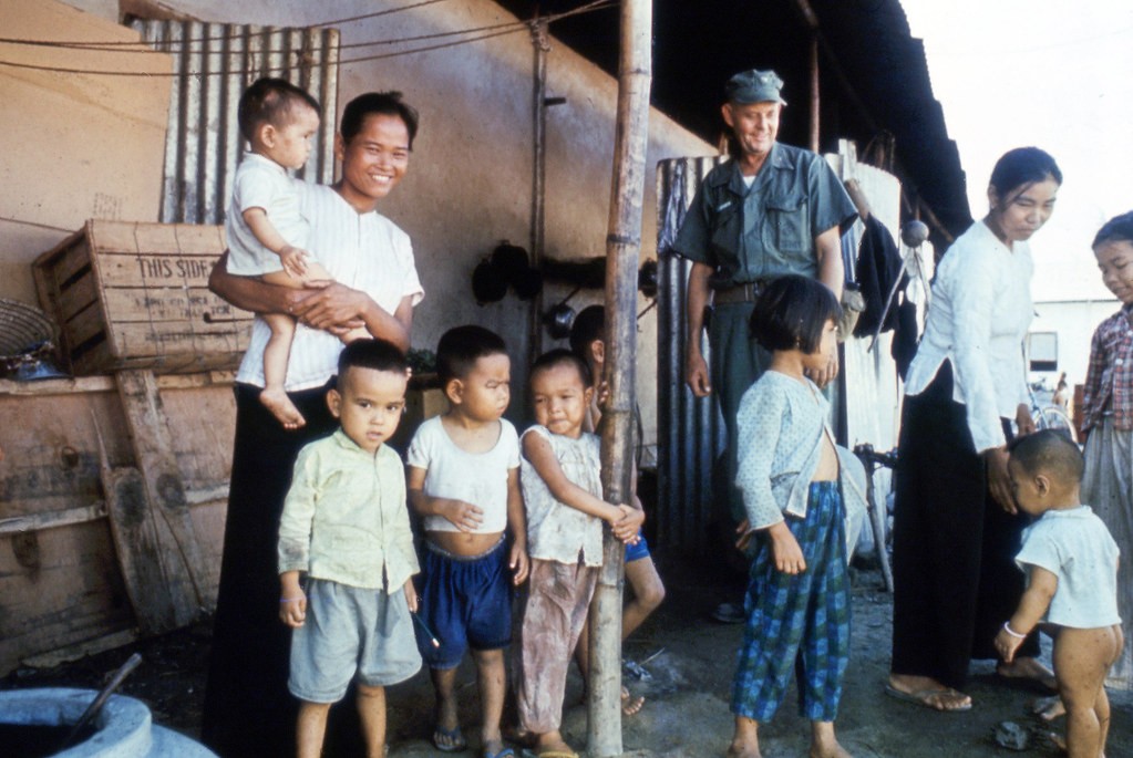 A refugee camp near the perimeter of the Danang area. Thousands of refugees have been left homeless. Through our aid and the assistance of the Republic of south Viet Nam, materials are given to the refugees to build their own quarters.