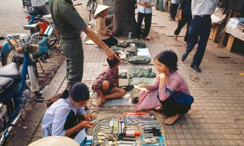 Street Vendors Selling Goods, Saigon 1969