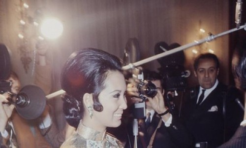 1969 Paris South Vietnam VP Cao Ky Nguyen (2L) and wife at reception given by South Vietnam Peace Talks Delegation. 3