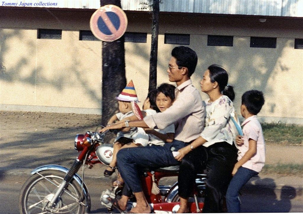 Family Transportation - Six On A Motor Bike - Photo from John Taylor 1969-70