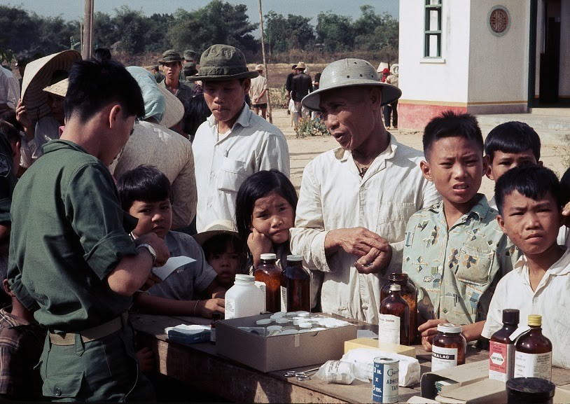 Gia Dinh, Jan 1969, PHILCAGV at Long Hoa - Philippine Army medical team at a reputed Viet Cong village near Saigon - Photo by Brian Wickham