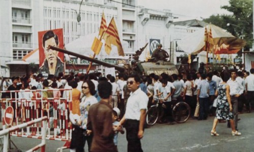 14 May 1972 - A captured T-54 tank on display in Lam Son Square