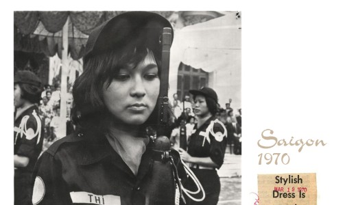 1970 Uniformed Female Member of Self Defense Unit in Saigon - Press Photo