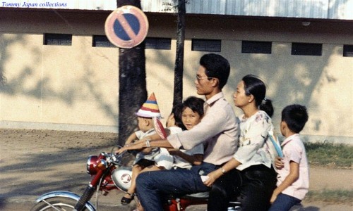 Family Transportation - Six On A Motor Bike - Photo from John Taylor 1969-70
