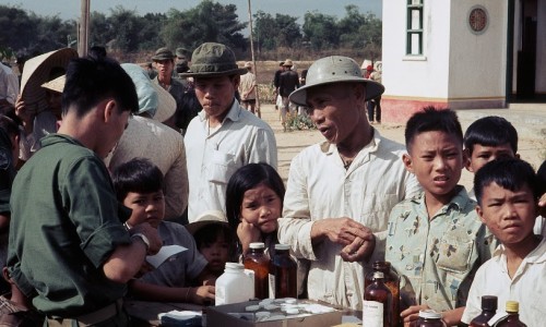 Gia Dinh, Jan 1969, PHILCAGV at Long Hoa - Philippine Army medical team at a reputed Viet Cong village near Saigon - Photo by Brian Wickham
